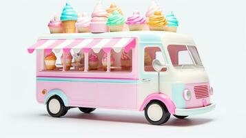 affichage une 3d miniature la glace crème camion. génératif ai photo