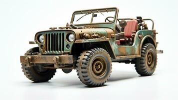 affichage une 3d miniature jeep. génératif ai photo