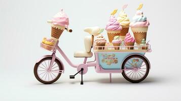 affichage une 3d miniature la glace crème vélo. génératif ai photo