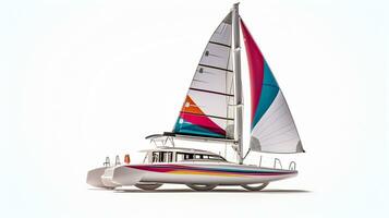 affichage une 3d miniature catamaran. génératif ai photo