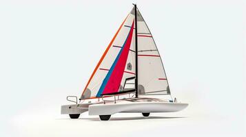 affichage une 3d miniature catamaran. génératif ai photo