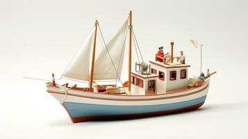 affichage une 3d miniature bateau. génératif ai photo