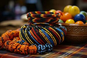 africain zoulou traditionnel accessoires fabriqué de perles simplifié et concis photo