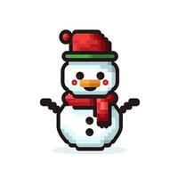 Facile dessin animé pixel art Noël bonhomme de neige haute qualité ai généré image photo