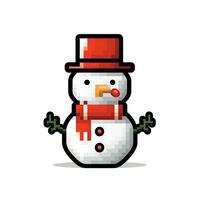 Facile dessin animé pixel art Noël bonhomme de neige haute qualité ai généré image photo