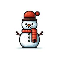 Facile dessin animé pixel art Noël bonhomme de neige haute qualité ai généré image photo