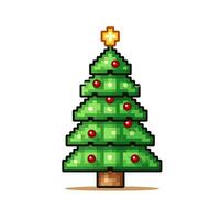 Facile dessin animé pixel art Noël arbre haute qualité ai généré image photo