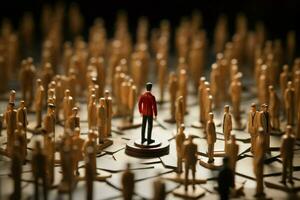 au milieu de une foule de miniatures, une chef des stands grand, une symbole de excellence ai généré photo