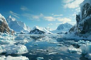 parfait blanc icebergs flotte majestueusement dans le polaire mers. ai généré photo