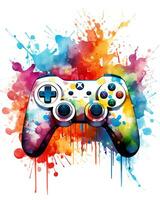 La peinture une aquarelle vidéo Jeu manette dispositif illustration blanc Contexte photo