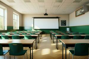 éducatif silence vide Université salle de cours détient le promettre de connaissance partage ai généré photo