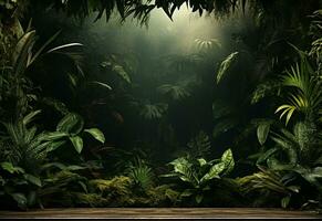 ai génératif magnifique jungle Contexte avec frontière fabriqué de tropical feuilles toile de fond avec copie espace photo