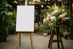 attendre à tenir souvenirs vide blanc planche sur rester, un essentiel mariage élément ai généré photo