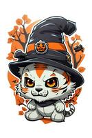 kawaii animaux coloré graphique pour Halloween sur blanc Contexte photo