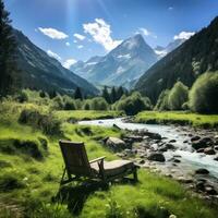 repos au milieu de étourdissant alpin paysage photo