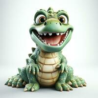 3d dessin animé crocodile vert Couleur mignonne ai photo