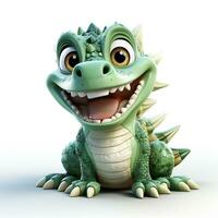 3d dessin animé crocodile vert Couleur mignonne ai photo