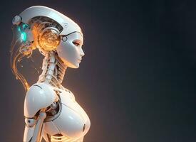ai génératif, magnifique femelle robot avec artificiel intelligence photo