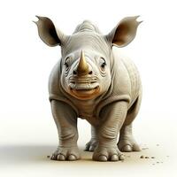 3d dessin animé mignonne rhinocéros ai photo