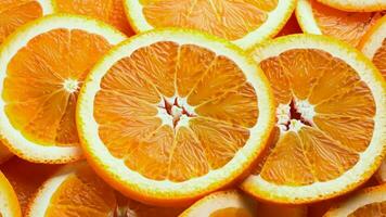 tranché Orange Contexte. Frais Orange des fruits comme arrière-plan, Haut voir. ai génératif photo