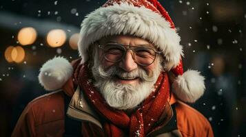 Père Noël claus est souriant, Contexte pour le Nouveau année et Noël vacances photo