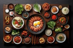 dans le cuisine coréen nourriture une hyper réaliste ai généré photo