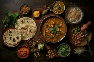 dans le cuisine Indien nourriture une hyper réaliste ai généré photo