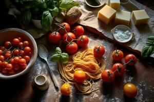 dans le cuisine italien nourriture une hyper réaliste ai généré photo