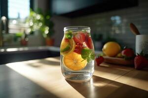 hyper réaliste qualité de une verre infusé l'eau ai généré photo