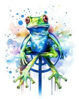 aquarelle grenouille dans la nature tête séance génératif ai photo