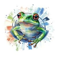 aquarelle grenouille dans la nature tête séance génératif ai photo