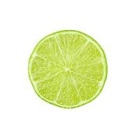La moitié avec une tranche de citron vert frais isolé sur fond blanc photo