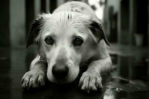 chiens Capturer Thaïlande tropical la dépression dans poignant noir et blanc ai généré photo