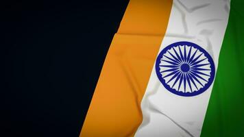 le Inde drapeau sur noir Contexte 3d le rendu photo