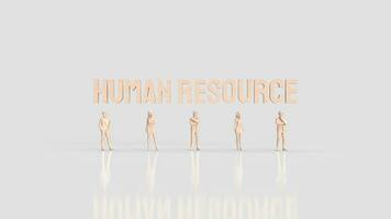 le Humain Ressources texte et Humain figure pour affaires concept 3d le rendu photo