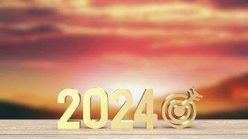 le or 2024 nombre pour Nouveau année affaires concept 3d le rendu photo