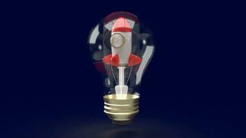 le fusée dans ampoule pour Commencez affaires concept 3d le rendu photo