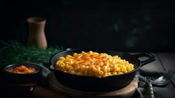 un bol de macaroni et fromage avec cerises , génératif ai photo