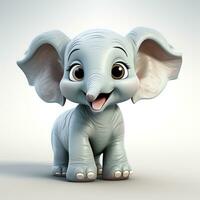 3d dessin animé mignonne l'éléphant ai photo