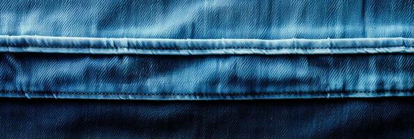 extrême proche en haut révélateur le robuste texture de bleu denim en tissu photo