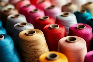 macro détails de coton textile affichage varié fil compte une étude photo