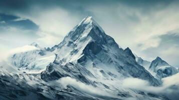 majestueux Montagne de pointe couvert dans neige photo