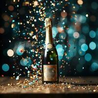 Champagne bouteille et confettis poppers photo