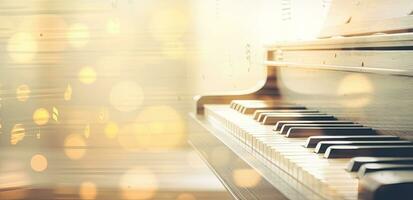 piano clavier Contexte a été ensemble en haut dans le la musique pièce par le les fenêtres dans le Matin à Autoriser le pianiste à répéter avant. établi avec génératif ai technologie. photo