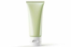 vert crème tube de Vide maquette, cosmétique produit sur blanc arrière-plan, génératif ai. photo