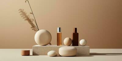 ai généré. ai génératif. spa peau se soucier cosmétologie beauté bouteille récipient produit maquette Contexte. graphique art photo