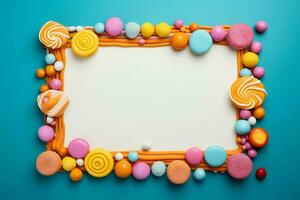 Créatif Cadre rempli avec un tableau de délicieux parfumé des sucreries ai généré photo