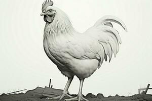 minimaliste poulet dessin mettant en valeur beauté dans noir et blanc simplicité ai généré photo