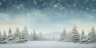 ai généré. ai génératif. joyeux Noël Noël Nouveau année hiver vacances forêt paysage. graphique art photo