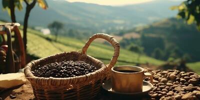 ai généré. ai génératif. café des haricots plantation la nature Extérieur paysage. graphique art photo